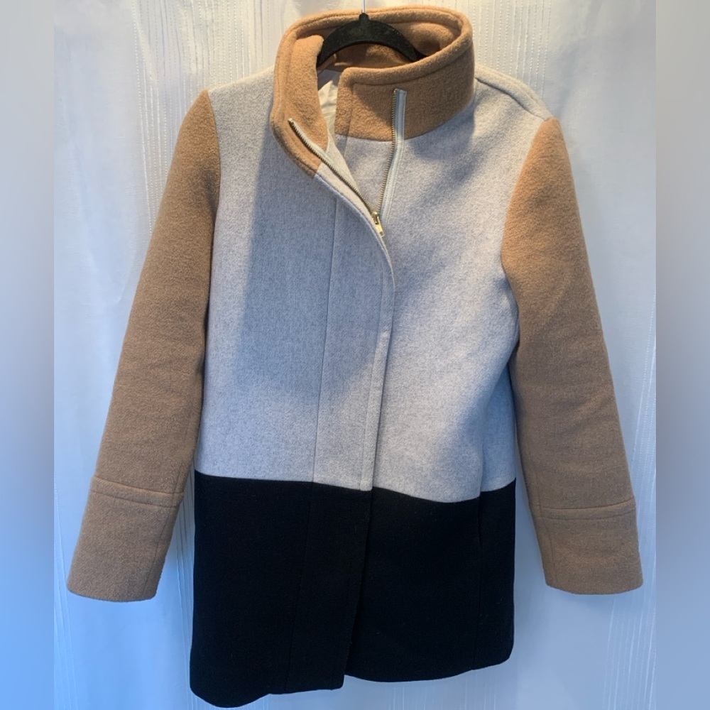 J Crew Color Block Wool Coat